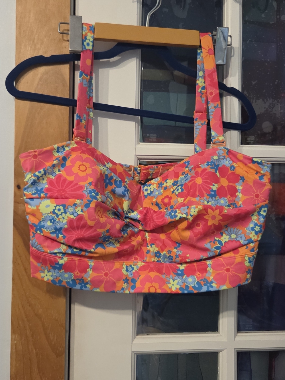 Joe Fresh Orange Trim Floral Bikini Top